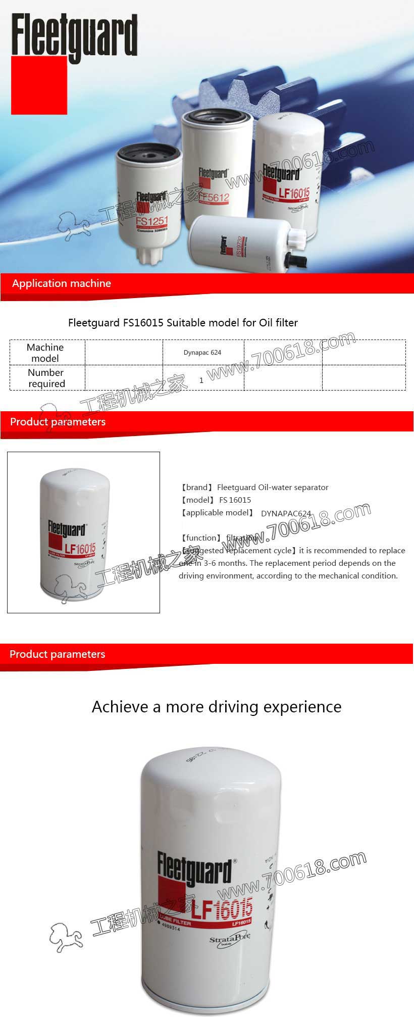 Fleetguard Oil Filter LF16015