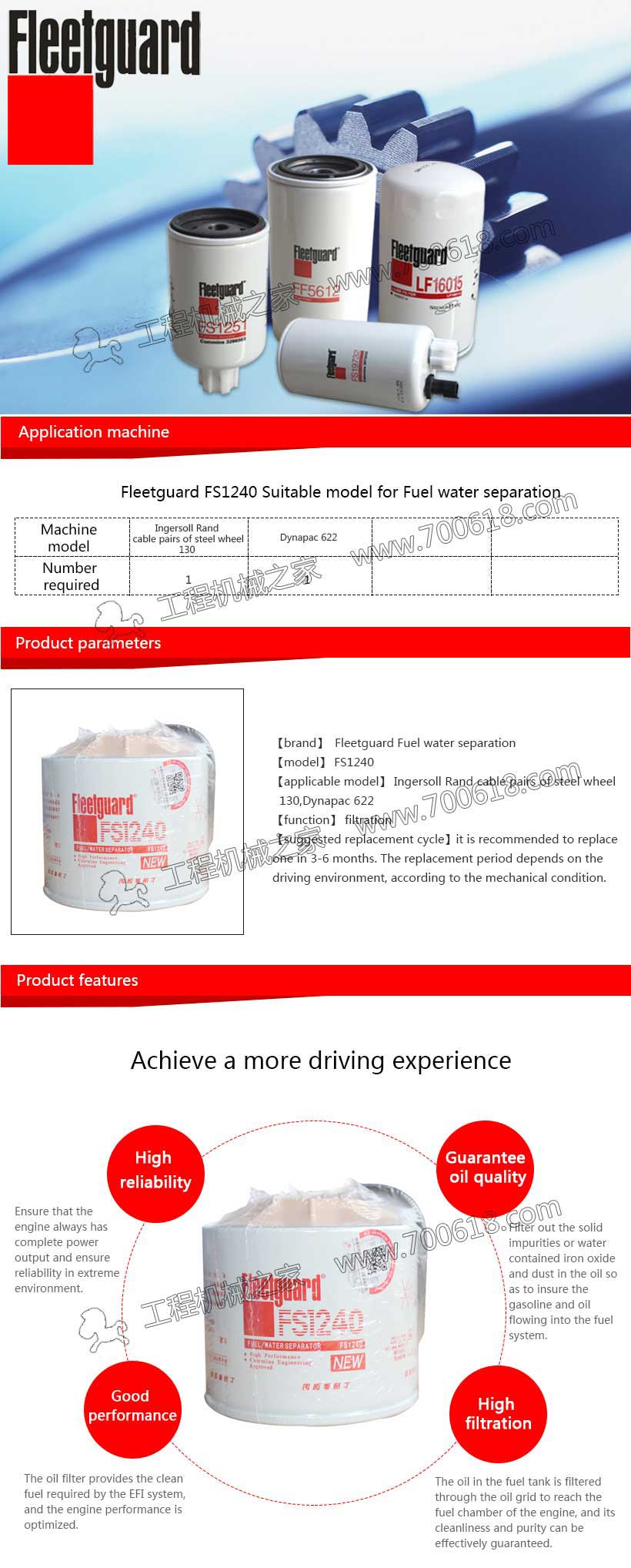  Fleetguard Fuel Filter  FS1240  