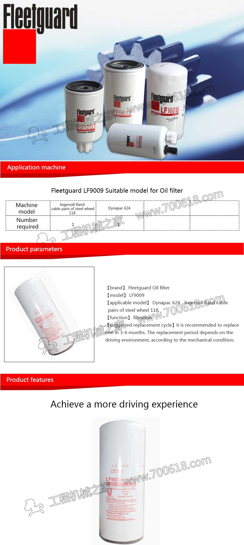  Fleetguard Fuel Filter LF9009