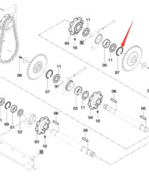 Scraper lower sprocket snap ring part number D936032112 