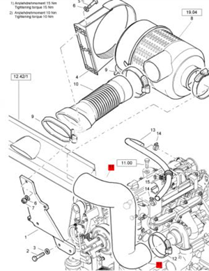 BOMAG turbocharger intake pipe part number 58220188