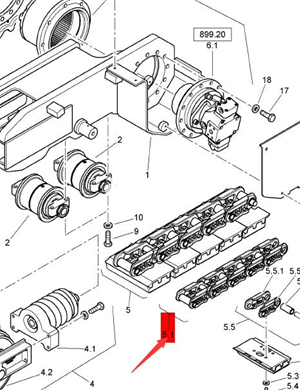 BOMAG walking chain rail assembly part number 05870038