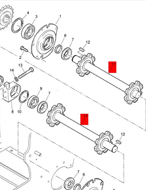 BOMAG scraper sprocket shaft part number D2403035